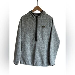 L.L. Bean Grey Fleece Hooded Pullover Women’s Size Medium Half Snap